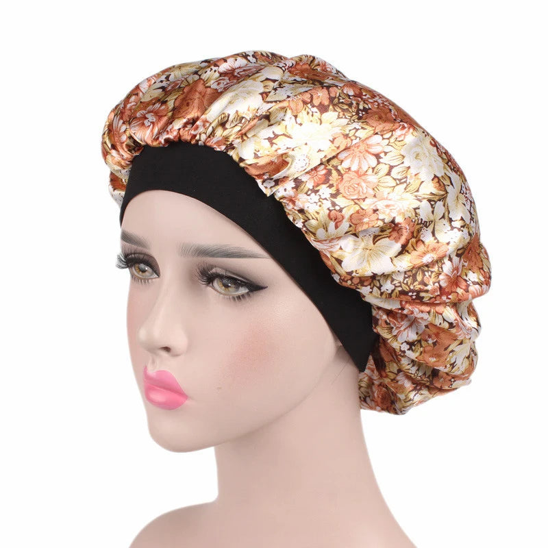 Satin sleep bonnet, Wide Elastic Band