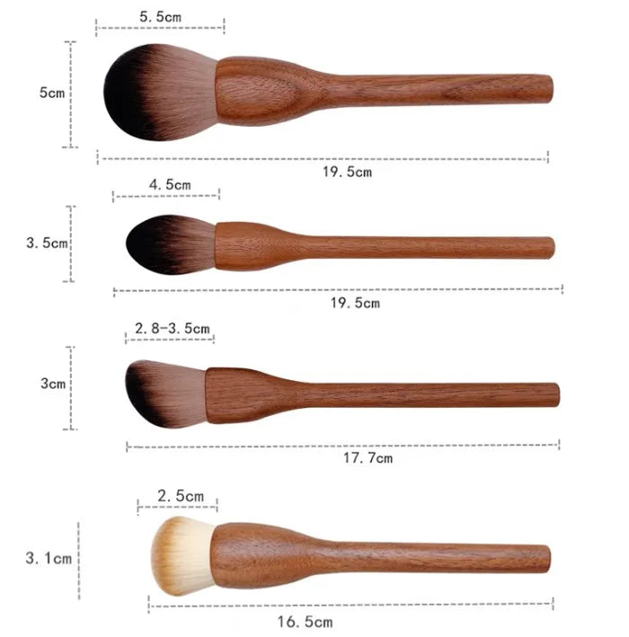 Professional Wool Fiber, Black Walnut Handle Makeup Brush Set - Natural Moxy | Quality Hair Care & Skin Care Products For Diverse Beauty Needs