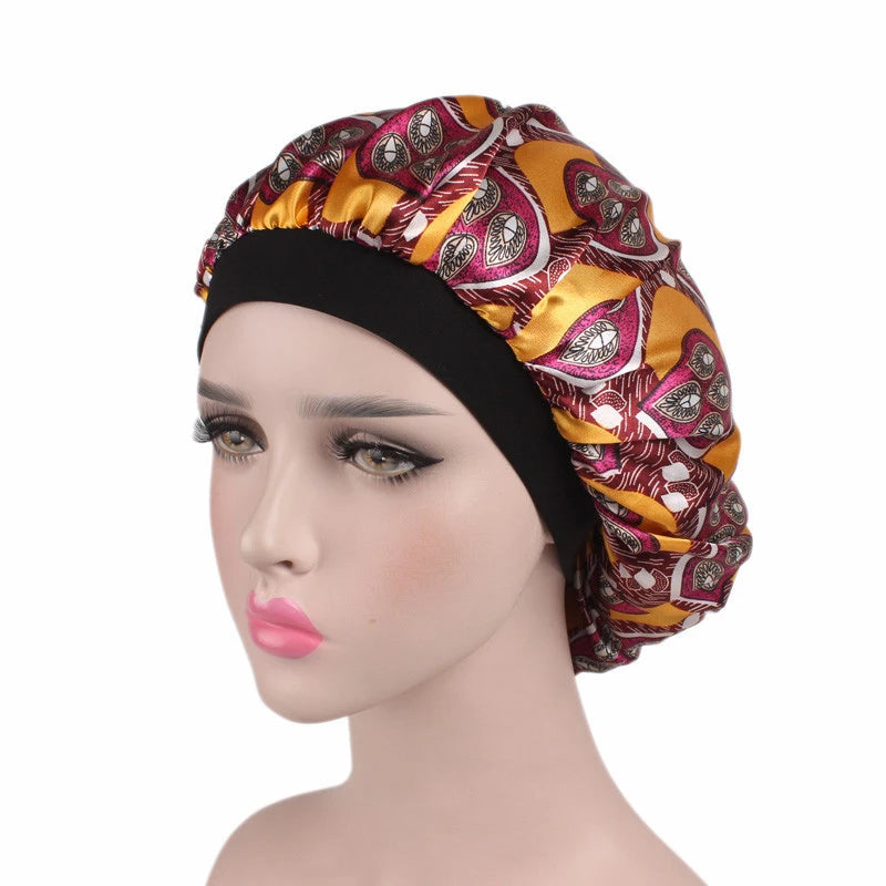 Satin sleep bonnet, Wide Elastic Band