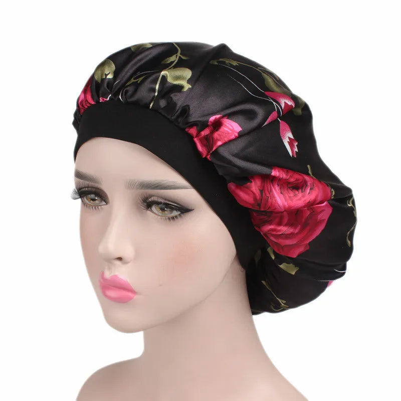 Satin sleep bonnet, Wide Elastic Band