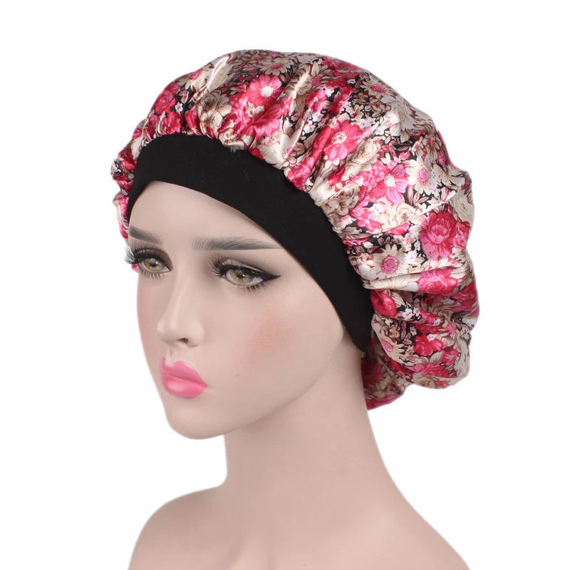 Satin sleep bonnet, Wide Elastic Band