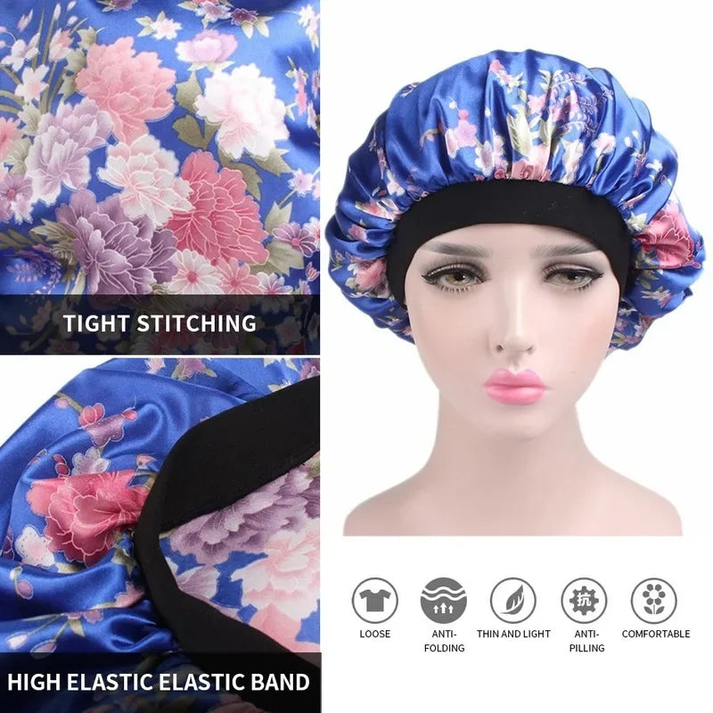 Satin sleep bonnet, Wide Elastic Band